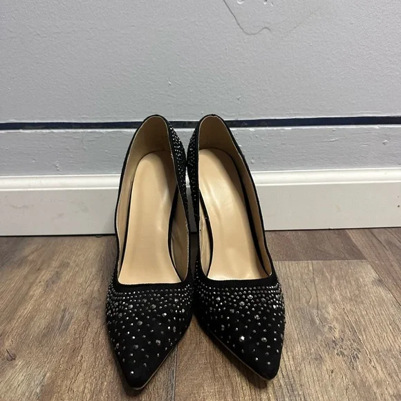 4 inch black rhinestone heels - Picture 4 of 5